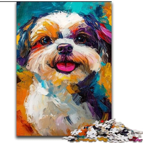 Puzzle für Teenager, 1000 Teile, Shih Tzu, Lernspielzeug, Familienspiele, einzigartige Geburtstags- und Geschenkideen (Größe 26x38cm) von LYXIANY