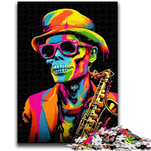 Puzzle für Teenager, 1000 Teile, Skelett spielt Saxophon, hilft dem Gehirn beim Trainieren, süchtig machendes Spielzeug zur Förderung der Geduld, geeignet für Paare, 50x75cm von LYXIANY