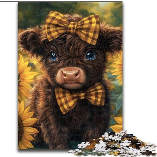 Puzzle für Teenager, 1000 Teile, Sonnenblumen-Yak, Spiele, Spielzeug, Geschenk, einzigartige Geburtstags- und Geschenkideen für Kinder ab 14 Jahren (Größe 26x38cm) von LYXIANY
