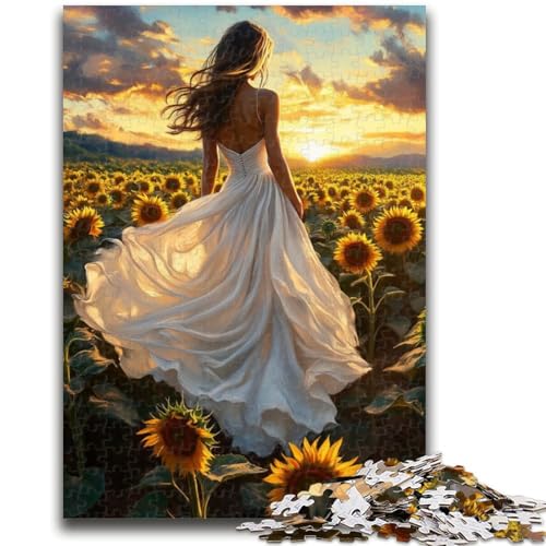 Puzzle für Teenager, 1000 Teile, Sonnenblumenfrau, anspruchsvolles Spiel und Familienspiel, Lernspiel für Geburtstag, Weihnachten, 50x75cm von LYXIANY