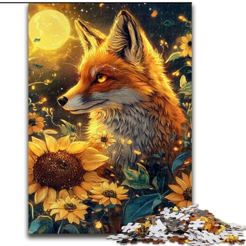 Puzzle für Teenager, 1000 Teile, Sonnenblumenfuchs, Stressabbau-Spielzeug, einzigartige Heimdekoration und Geschenke für 14-Jährige (Größe 50x75cm) von LYXIANY