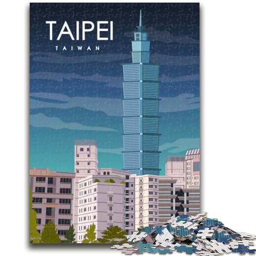 Puzzle für Teenager, 1000 Teile, Taipeh, Taiwan, Reisekunst, Lernspiel, Herausforderung, Spielzeug, Wanddekoration, einzigartige Geburtstags (Größe 50x75cm) von LYXIANY