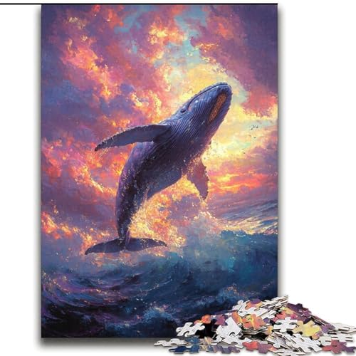 Puzzle für Teenager, 1000 Teile, Wale springen bei Sonnenuntergang, für Lernspiele, Herausforderung, Spielzeug, Geburtstagsgeschenk, Geschenke, Wandkunst, 38x52cm von LYXIANY