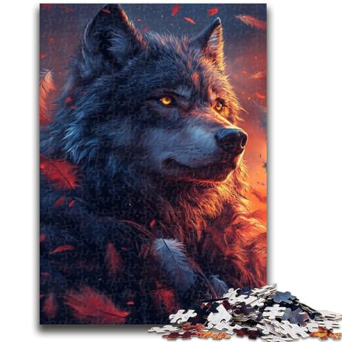 Puzzle für Teenager, 1000 Teile, Wolf bei Sonnenuntergang, geeignet für Kinder ab 14 Jahren, anspruchsvolles Spiel, tolles Geschenk zum Spielen, 50x75cm von LYXIANY