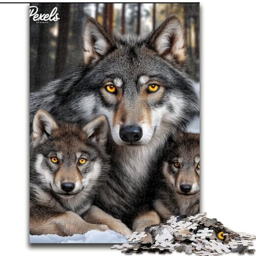 Puzzle für Teenager, 1000 Teile, Wolfsfamilie, Spielzeug, Lernspiele, Stressabbau, tolle Geschenke und Spielzeuge, 50x75cm Puzzle für Teenager, 1000 Teile, Wolfsfamilie, Spielzeug, Lernspiele, Stressabbau, tolle Geschenke und Spielzeuge, 50x75cm von LYXIANY