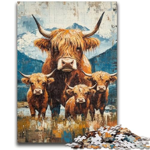 Puzzle für Teenager, 1000 Teile, Yak-Familie, für Lernspiele, Herausforderungsspielzeug, ganze Familie, 50x75cm von LYXIANY