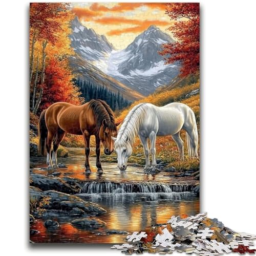 Puzzle für Teenager, 1000 Teile, Zwei Pferde, Geeignet für Kinder ab 14 Jahren, Herausforderndes Spiel, Tolles Geschenk zum Spielen, 38x26cm von LYXIANY