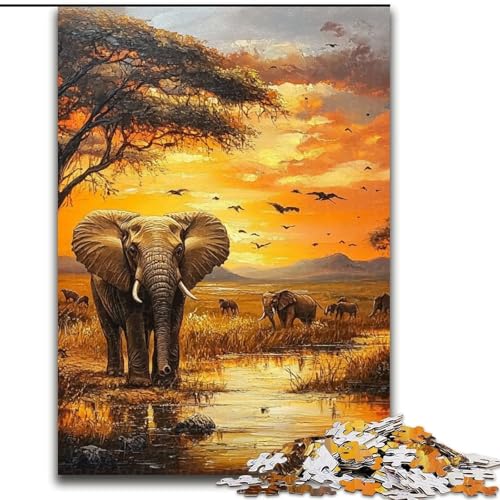 Puzzle für Teenager, 1000 Teile, afrikanischer Elefant, Spielzeug, Lernspiele, Stressabbau, tolle Geschenke und Spielzeuge, 50x75cm von LYXIANY