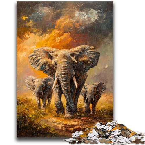 Puzzle für Teenager, 1000 Teile, afrikanischer Tierelefant, geeignet für Kinder ab 14 Jahren, anspruchsvolles Spiel, tolles Geschenk zum Spielen, 50x75cm von LYXIANY