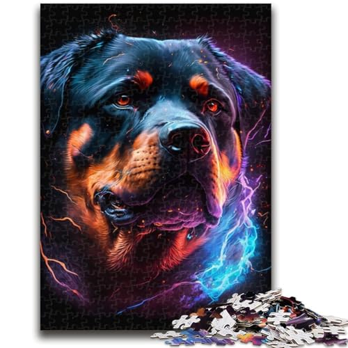 Puzzle für Teenager, 1000 Teile, bunter Rottweiler, geeignet für Kinder ab 14 Jahren, anspruchsvolles Spiel, tolles Geschenk zum Spielen, 50x75cm von LYXIANY
