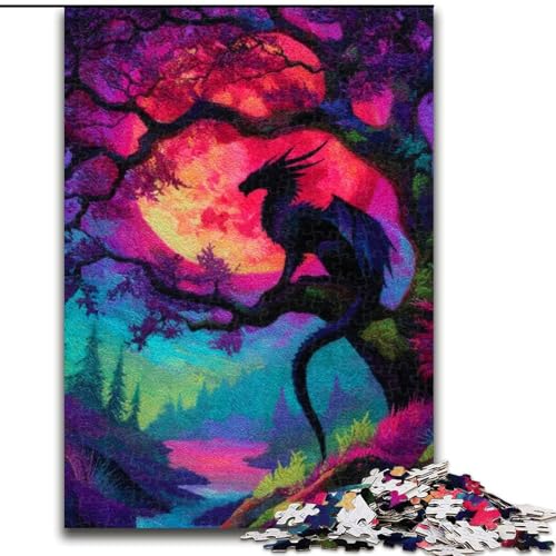 Puzzle für Teenager, 1000 Teile, geheimnisvoller Drache, Quizspiel, Wanddekoration, einzigartige Geburtstags (Größe 50x75cm) von LYXIANY