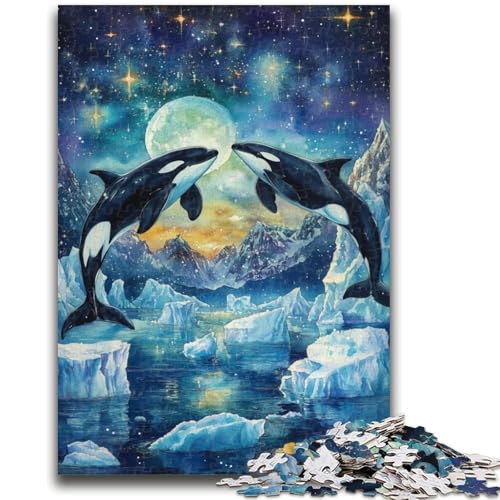 Puzzle für Teenager, 1000 Teile, kosmischer Blauwal, hilft dem Gehirn, süchtig machendes Spielzeug zur Förderung der Geduld, tolles Geschenk, 26x38cm von LYXIANY