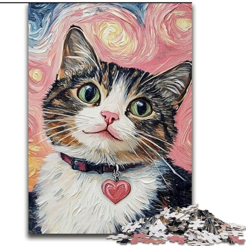 Puzzle für Teenager, 1000 Teile, lächelnde Katze, Spielzeug, Denkspiel, stärkt die Liebe zwischen Paaren, für Kinder ab 14 Jahren (Größe 26x38cm) von LYXIANY