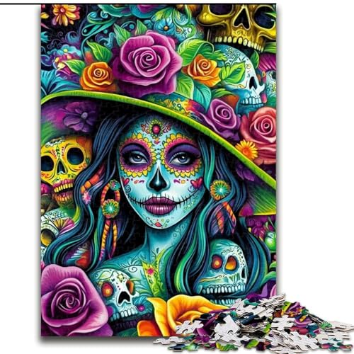 Puzzle für Teenager, 1000 Teile, mexikanische Totenkopf-Mädchen, Lernspiele, Lernspiel für Geburtstag, Weihnachten für und ab 14 Jahren (Größe 26x38cm) von LYXIANY