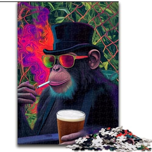 Puzzle für Teenager, 1000 Teile, rauchender Schimpanse, lehrreich ganze Familie (Größe 50x75cm) von LYXIANY