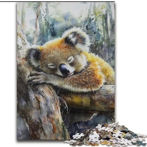 Puzzle für Teenager, 1000 Teile, schlafender Koala, für und ab 14 Jahren, pädagogisches Lernspielzeug, Familienspiele, Geburtstagsgeschenk (Größe 26x38cm) von LYXIANY