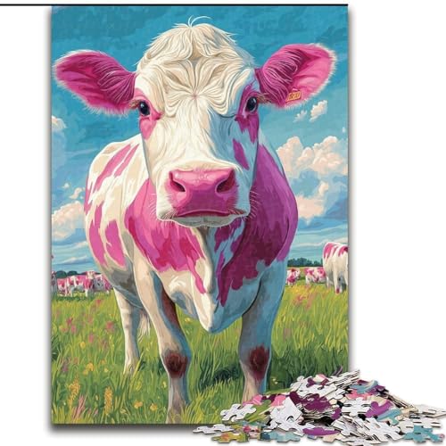 Puzzle für Teenager, 1000 Teile, weiße und rosa Kuh, für Alter 14+, anspruchsvoll zu vervollständigen, Aber lustig und humorvoll, tolle Geschenke und Spielzeuge (Größe 50x75cm) von LYXIANY