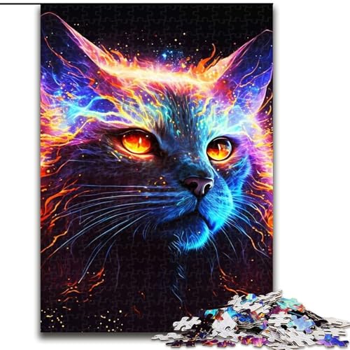 Puzzle für Teenager, 1000-teiliges Puzzle, Regenbogen-Katzengesicht malen, lustige Familienspiele, ganze Familie (Größe 26x38cm) von LYXIANY