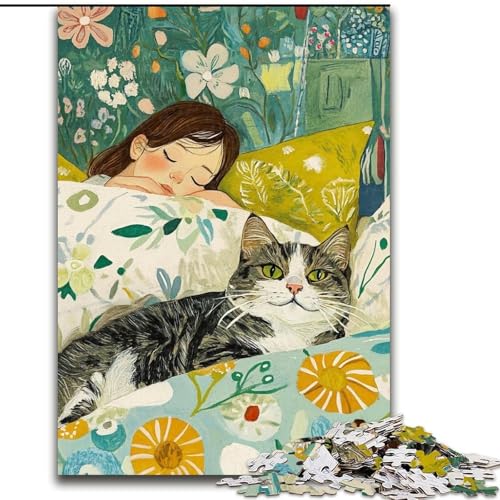 Puzzle für Teenager, 1000-teiliges Puzzle, schlafende Katze, Spielzeug, Lernspiele, Stressabbau, tolle Geschenke und Spielzeuge (Größe 26x38cm) von LYXIANY