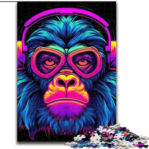 Puzzle für Teenager, 1000-teiliges Puzzle AFFE-DJ-Musik, lustige Familienspiele, ganze Familie (Größe 26x38cm) von LYXIANY