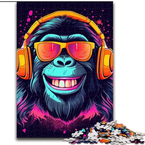 Puzzle für Teenager, 1000-teiliges Puzzle AFFE-DJ-Musik, lustige Familienspiele, ganze Familie (Größe 26x38cm) von LYXIANY