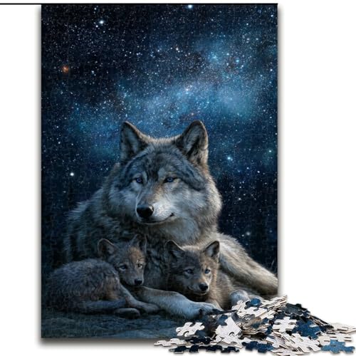 Puzzle für Teenager, 1000-teiliges Puzzle Die Wolfsfamilie, Quizspiel, Wanddekoration, einzigartige Geburtstags (Größe 50x75cm) von LYXIANY