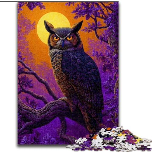 Puzzle für Teenager, 1000-teiliges Puzzle Eule auf dem Baum, geeignet für Personen ab 14 Jahren, anspruchsvoll zu vervollständigen, Aber lustig und humorvoll, tolles Geschenk (Größe 26x38cm) von LYXIANY