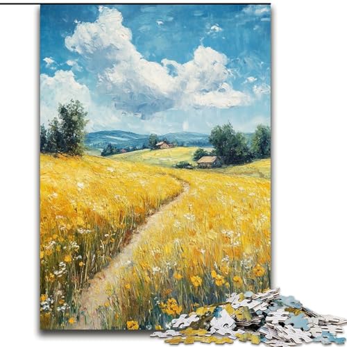 Puzzle für Teenager, 1000-teiliges Puzzle Goldene Reisfelder, Dekomprimierendes intellektuelles Lernspielzeug, Geburtstagsgeschenk, Geschenke (Größe 26x38cm) von LYXIANY