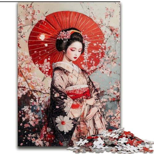 Puzzle für Teenager, 1000-teiliges Puzzle Japanische Geisha, Quizspiel, Wanddekoration, einzigartige Geburtstags (Größe 50x75cm) von LYXIANY