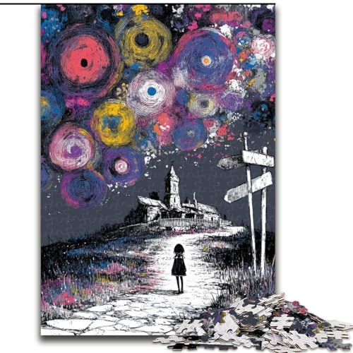 Puzzle für Teenager, 1000-teiliges Puzzle Psychedelischer Nachthimmel, Quizspiel, Wanddekoration, einzigartige Geburtstags (Größe 26x38cm) von LYXIANY