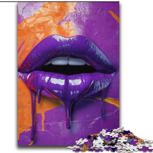 Puzzle für Teenager, 2000 Teile, Lila Lippen, Geeignet für Kinder ab 14 Jahren, Herausforderndes Spiel, Tolles Geschenk zum Spielen, 70x100cm von LYXIANY