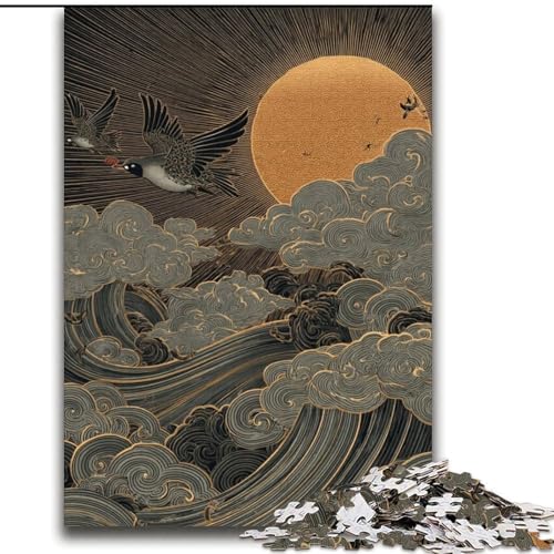 Puzzle für Teenager, 2000 Teile, Wellen im japanischen Stil, zum Stressabbau, schwierige Herausforderung, einzigartige Heimdekoration und Geschenke, 70x100cm von LYXIANY