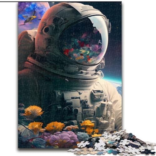 Puzzle für Teenager, Astronautenblumen, geeignet für Personen ab 14 Jahren, Lernspiele, Wichtelgeschenke (Größe 26x38cm) von LYXIANY