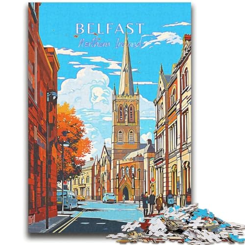 Puzzle für Teenager, Belfast-Reise, anspruchsvolles Spiel und Familienspiel, Wanddekoration, einzigartige Geburtstags (Größe 38x52cm) von LYXIANY