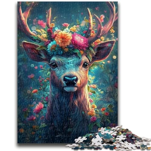 Puzzle für Teenager, Blumen und Hirsche, anspruchsvolles Spiel und Familienspiel, Wanddekoration, einzigartige Geburtstags, 26x38cm Puzzle für Teenager, Blumen und Hirsche, anspruchsvolles Spiel und Familienspiel, Wanddekoration, einzigartige Geburtstags, 26x38cm von LYXIANY