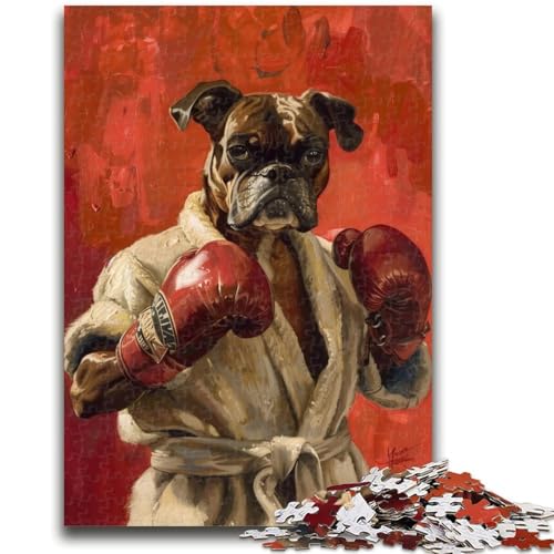 Puzzle für Teenager, Bulldoggen-Boxen, anspruchsvolles Spiel und Familienspiel, Wanddekoration, einzigartige Geburtstags, 26x38cm von LYXIANY
