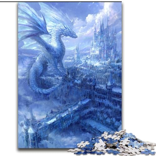 Puzzle für Teenager, Eisdrache, geeignet für Personen ab 14 Jahren, Lernspiele, Wichtelgeschenke (Größe 50x75cm) von LYXIANY