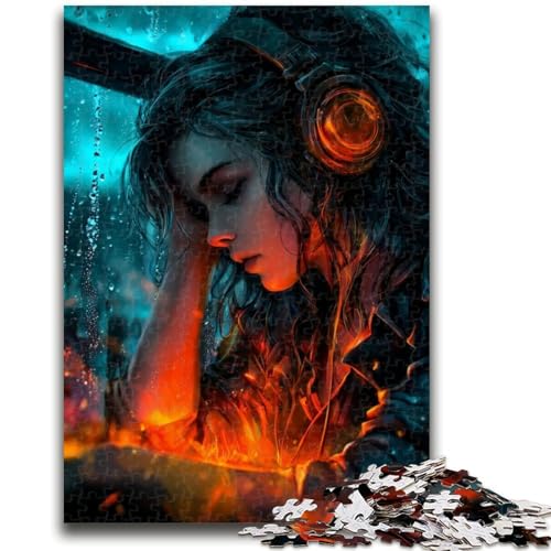 Puzzle für Teenager, Frau, die Musik hört, Lernspielzeug, Spaß bei Aktivitäten zu Hause, Geburtstagsgeschenk, Reisegeschenke, 50x75cm von LYXIANY