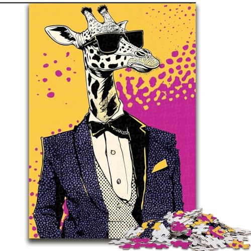 Puzzle für Teenager, Giraffe im Anzug, geeignet für Personen ab 14 Jahren, Lernspiele, Wichtelgeschenke (Größe 26x38cm) von LYXIANY