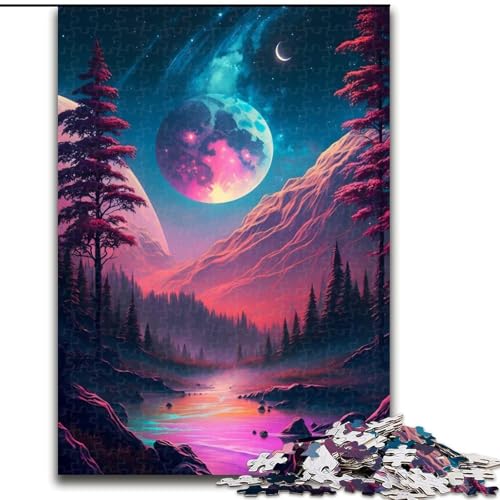Puzzle für Teenager, Mondlicht im Fluss, geeignet für Personen ab 14 Jahren, Lernspiele, Wichtelgeschenke (Größe 26x38cm) von LYXIANY