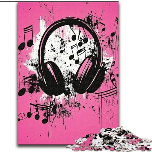 Puzzle für Teenager, Musiksymbol-Kopfhörer, Familienspiel zum Stressabbau, schwierige Herausforderung, Wichtelgeschenke (Größe 26x38cm) von LYXIANY