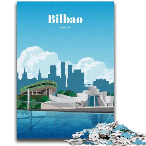Puzzle für Teenager, Reise nach Bilbao, anspruchsvolles Spiel und Familienspiel, Wanddekoration, einzigartige Geburtstags (Größe 38x26cm) von LYXIANY