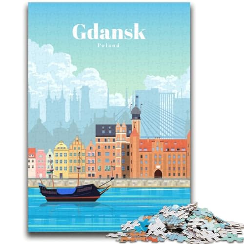 Puzzle für Teenager, Reise nach Danzig, anspruchsvolles Spiel und Familienspiel, Wanddekoration, einzigartige Geburtstags (Größe 38x52cm) von LYXIANY
