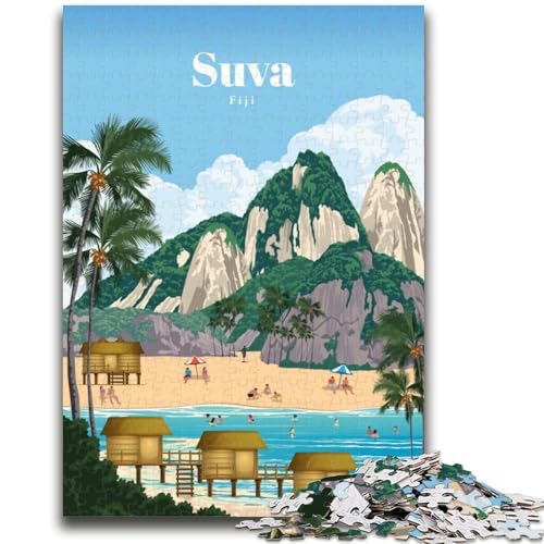 Puzzle für Teenager, Reise nach Fidschi, anspruchsvolles Spiel und Familienspiel, Wanddekoration, einzigartige Geburtstags (Größe 38x26cm) von LYXIANY