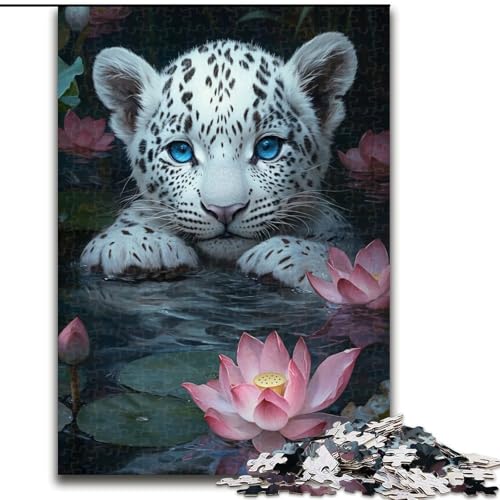 Puzzle für Teenager, Schneeleopardenbaby, für und ab 14 Jahren, pädagogisches Lernspielzeug, Familienspiele, Geburtstagsgeschenk (Größe 26x38cm) von LYXIANY