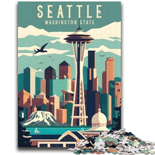 Puzzle für Teenager, Seattle, Washington, Reise, anspruchsvolles Spiel und Familienspiel, Wanddekoration, einzigartige Geburtstags (Größe 38x52cm) von LYXIANY