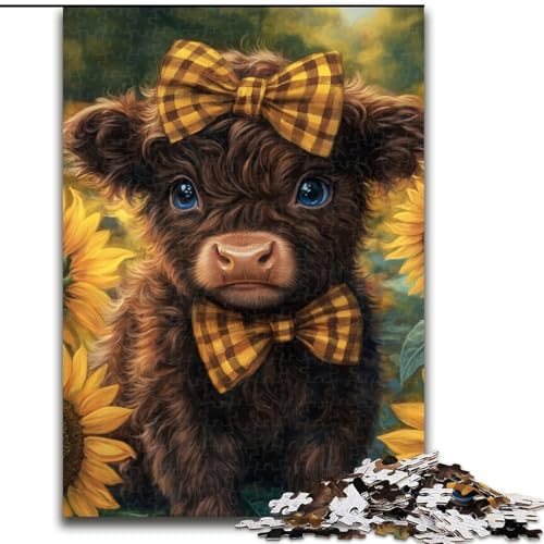 Puzzle für Teenager, Sonnenblumen-Yak, geeignet für Personen ab 14 Jahren, Lernspiele, Wichtelgeschenke (Größe 50x75cm) von LYXIANY