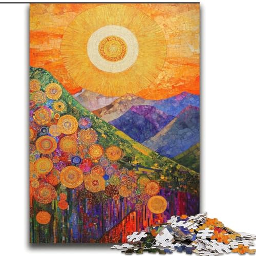 Puzzle für Teenager, Sonnenuntergang, Berge malen, Familienspiel, Stressabbau, schwierige Herausforderung, stärkt die Liebe zwischen Paaren, 38x52cm von LYXIANY