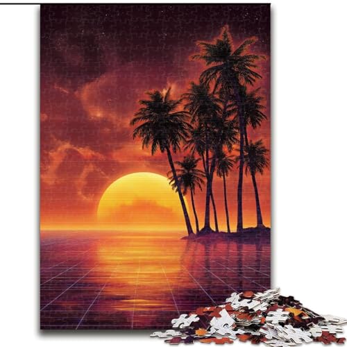 Puzzle für Teenager, Sonnenuntergangsstrand, geeignet für Personen ab 14 Jahren, Lernspiele, Wichtelgeschenke (Größe 26x38cm) von LYXIANY