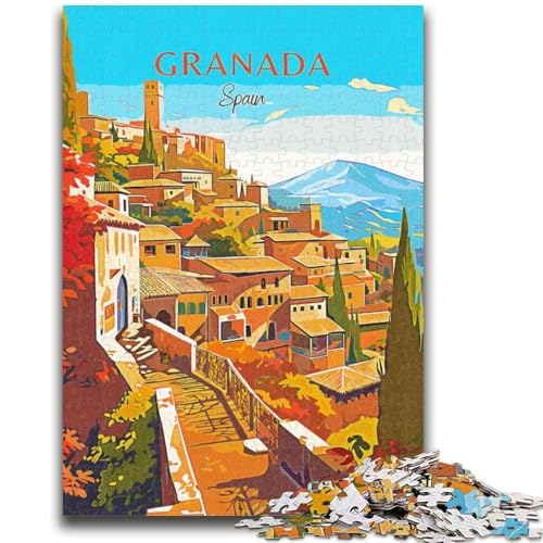 Puzzle für Teenager, Spanien, Granada, Reise, anspruchsvolles Spiel und Familienspiel, Wanddekoration, einzigartige Geburtstags (Größe 50x75cm) von LYXIANY